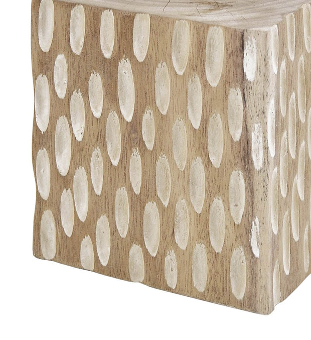 Opritor usa din lemn de tec Square Natural, L10xl10xH30 cm (2)