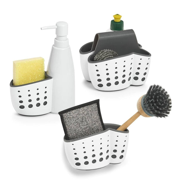 Zeller Organizator dublu din plastic, pentru produse de curatenie, Sink Alb, l14,5xA13,5xH12,5 cm