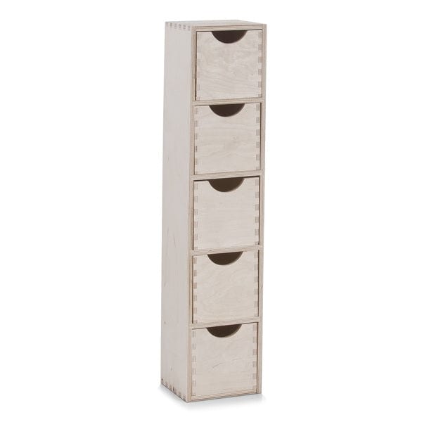 Organizator modular din lemn, cu 5 sertare, Wood Small Natural, L13xl12xH60 cm