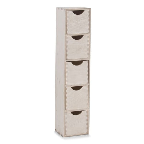 Organizator modular din lemn, cu 5 sertare, Wood Small Natural, L13xl12xH60 cm