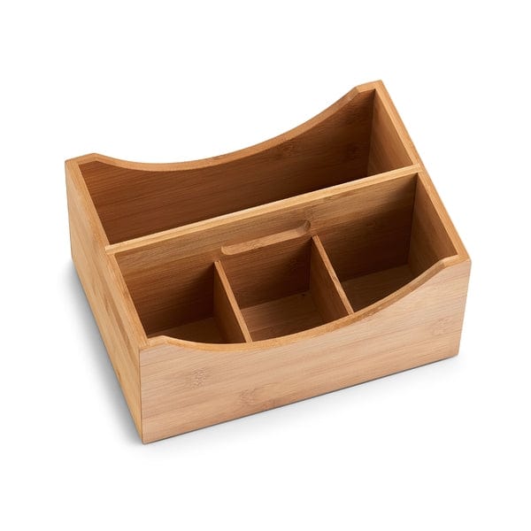 Organizator pentru accesorii de birou, cu maner, Bamboo, 4 compartimente, L25xl18xH12 cm (2)