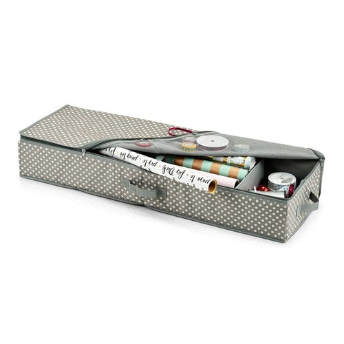 Organizator pentru accesorii si hartii decorative, din poliester, Wrap Rectangle Gri / Alb, L90xl12xH30 cm