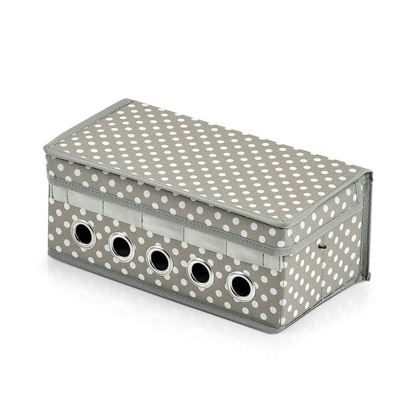 Zeller Organizator pentru accesorii si panglici decorative, din poliester, Wrap Ribbon Gri / Alb, L29xl15xH12 cm