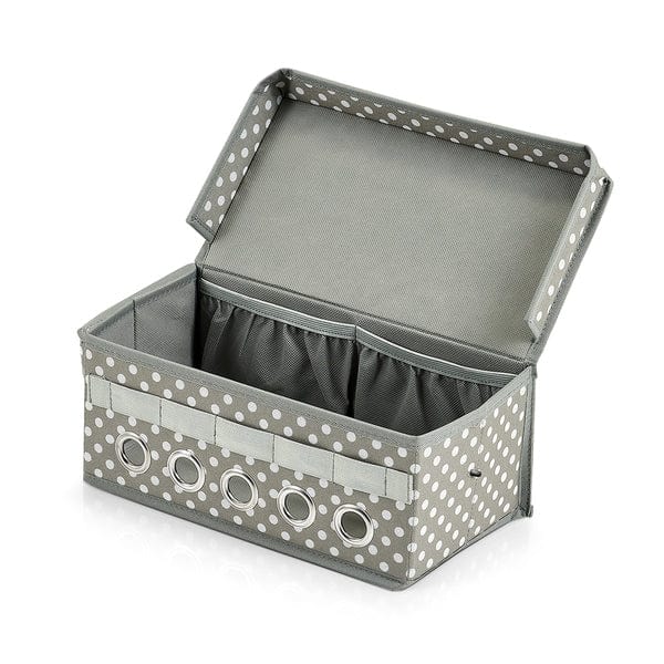 Zeller Organizator pentru accesorii si panglici decorative, din poliester, Wrap Ribbon Gri / Alb, L29xl15xH12 cm