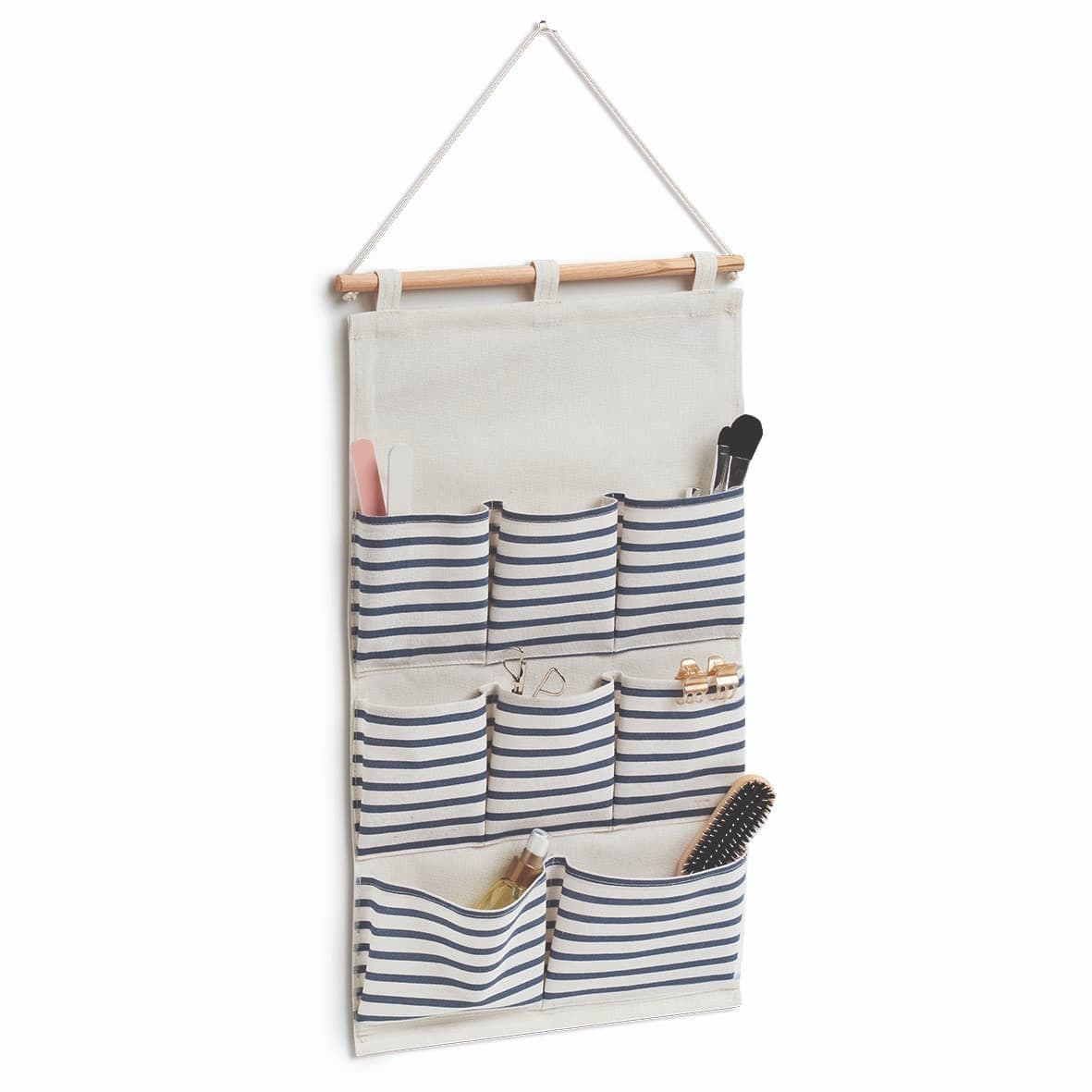 Organizator textil de perete cu 8 compartimente, Stripes Alb / Bleumarin, l35xH60 cm (2)