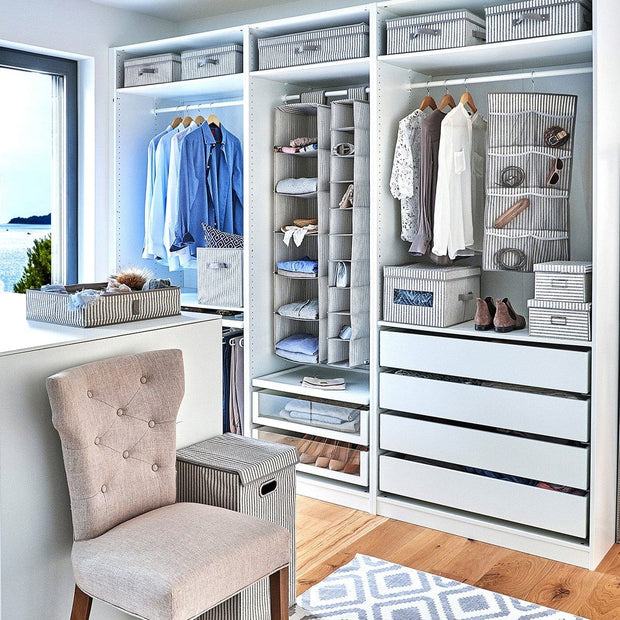 Organizator textil pentru dulap, Bej Stripes, l30xA30xH129 cm (2)