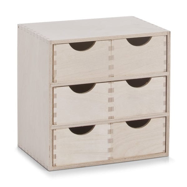 Organizator din lemn, cu 6 sertare, Wood Small Natural, L28xl20xH28 cm