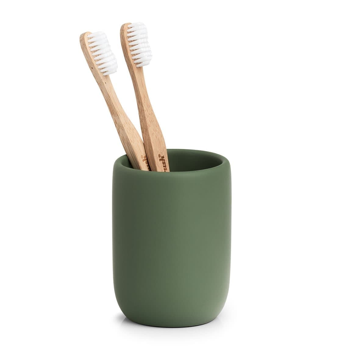 Pahar pentru periuta de dinti, din polirasina, Sage Verde Inchis, Ø7,2xH10 cm (1)
