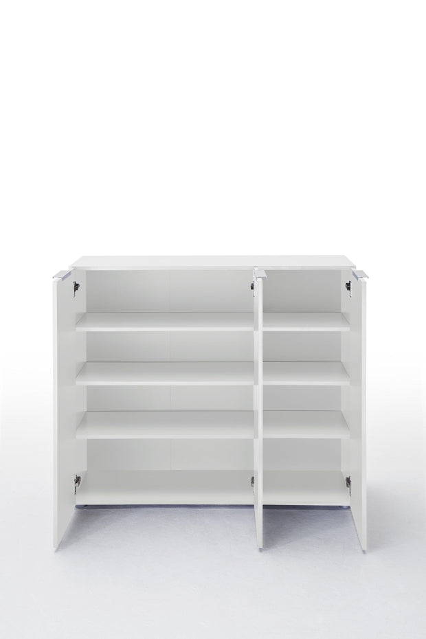 Pantofar din pal cu 3 usi, Vicenza Alb, l120xA39xH101 cm (4)