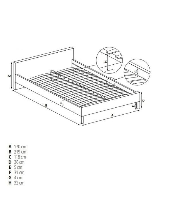 Pat cu sertar, tapitat cu stofa Avantor Gri, 200 x 160 cm (2)