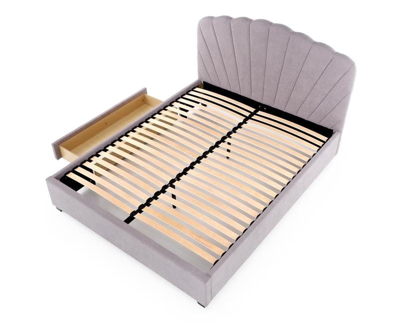 Halmar 200 x 160 cm Pat cu sertar, tapitat cu stofa Gabrielanis Gri Deschis, 200 x 160 cm