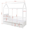 Pat din lemn de pin cu 2 sertare, pentru copii tip casuta Rozalia II Alb, 200 x 90 cm (2)