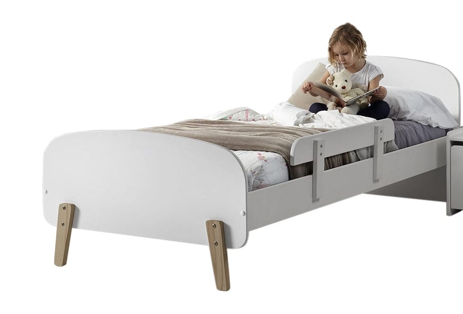 Pat din lemn de pin si MDF cu protectie, pentru copii Kiddy Alb, 200 x 90 cm (2)