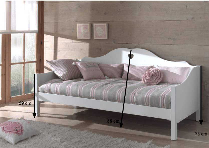 Pat din lemn de pin si MDF pentru copii Amori Capitan Alb, 200 x 90 cm (2)