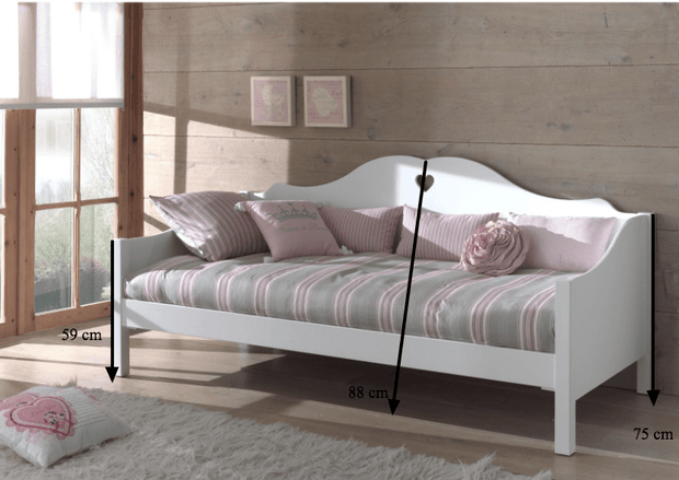 Pat din lemn de pin si MDF pentru copii Amori Capitan Alb, 200 x 90 cm (2)