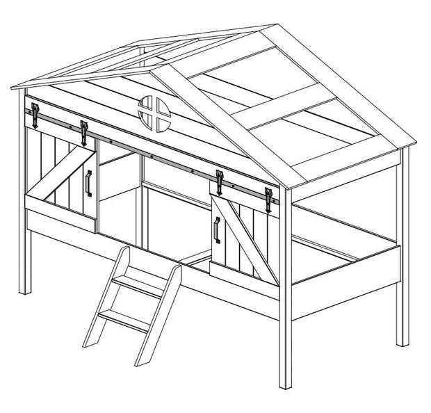 Pat din lemn de pin si MDF pentru copii tip casuta Barnie Alb, 200 x 90 cm (5)