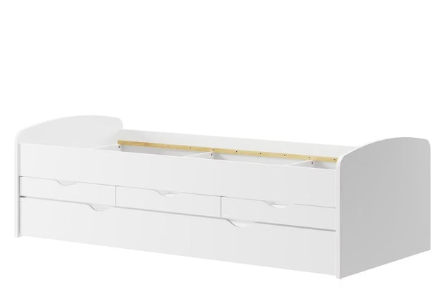 Pat din pal cu 4 sertare, pentru copii si tineret, Nicole 01 Alb, 200 x 90 cm (2)