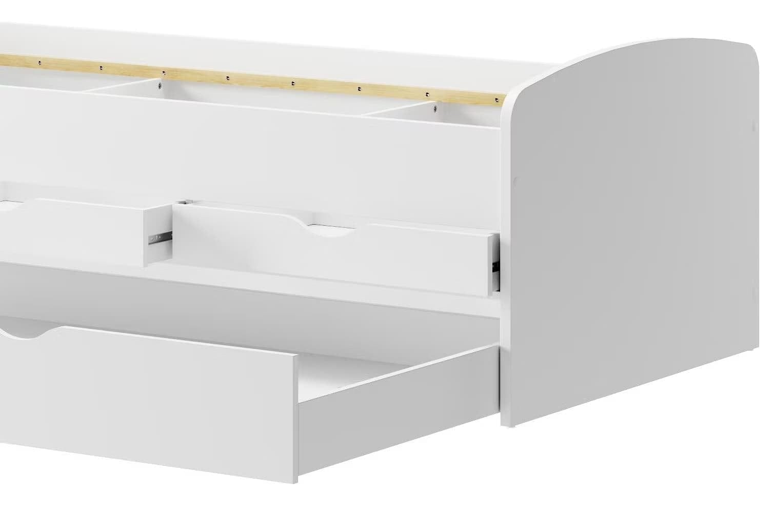 Pat din pal cu 4 sertare, pentru copii si tineret, Nicole 01 Alb, 200 x 90 cm (3)