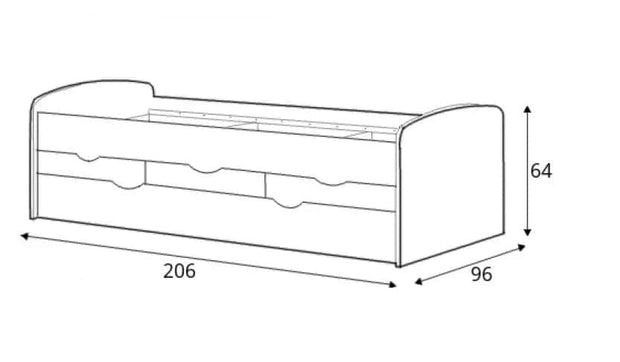 Pat din pal cu 4 sertare, pentru copii si tineret, Nicole 01 Alb, 200 x 90 cm (4)