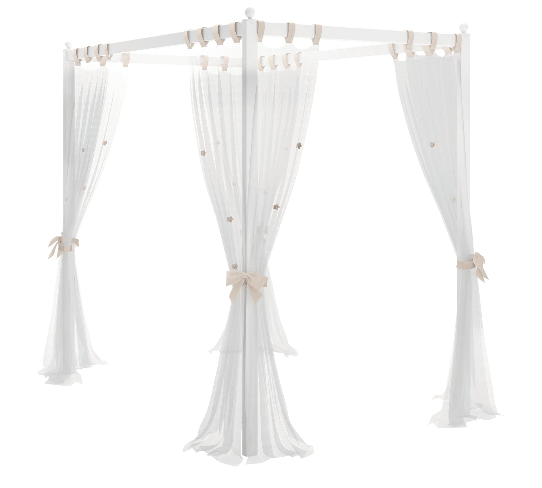 Pat din pal cu baldachin, pentru copii si tineret, Rustic Alb, 200 x 120 cm (3)