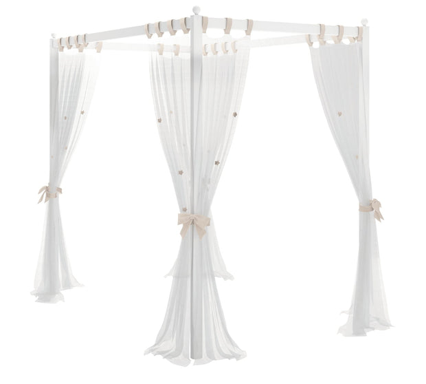 Pat din pal cu baldachin, pentru copii si tineret, Rustic Alb, 200 x 120 cm (3)