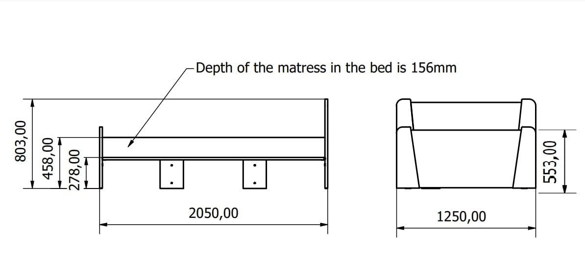 Pat din pal, pentru copii, Kiki KR Alb, 200 x 120 cm (1)