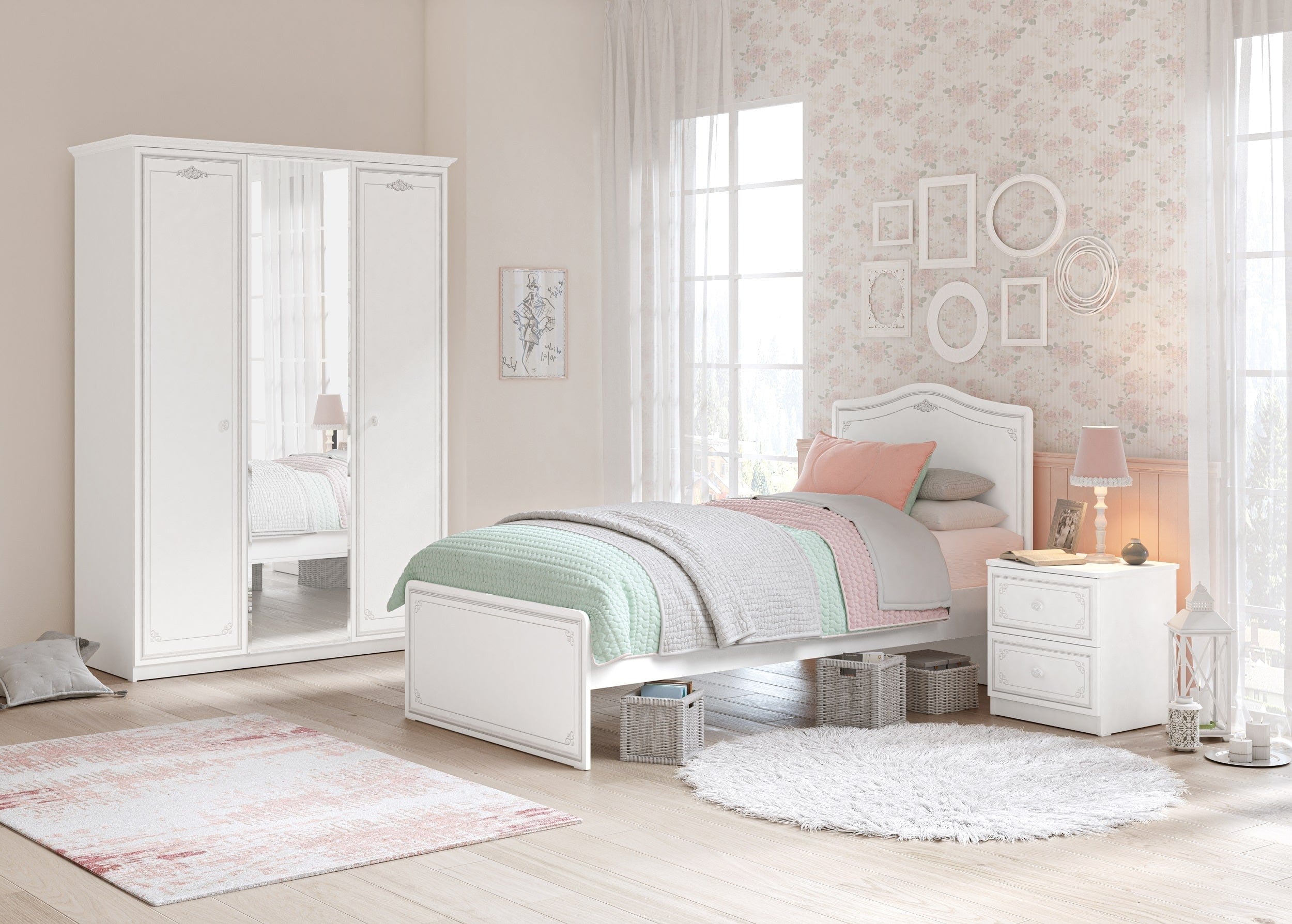 Pat din pal pentru tineret Selena Grey Alb / Gri (2)