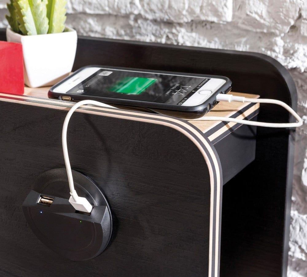 Pat din pal rabatabil cu lada de depozitare, pentru tineret Blacky Black / Nature, 200 x 100 cm (2)