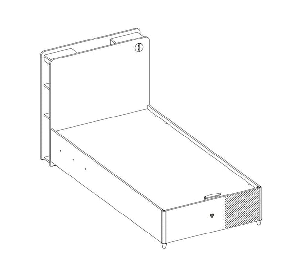 Pat din pal rabatabil cu lada de depozitare, pentru tineret Blacky Black / Nature, 200 x 100 cm (5)
