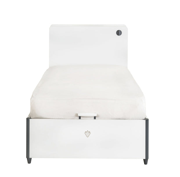 Pat din pal rabatabil cu lada de depozitare pentru tineret White-200 x 100 cm (6)