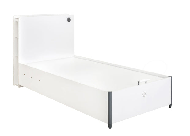 Pat din pal rabatabil cu lada de depozitare pentru tineret White-200 x 100 cm (7)