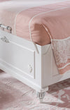 Cilek 200 x 100 cm Pat din pal rabatabil cu lada de depozitare si capatai tapitat cu stofa, pentru copii si tineret, Romantic Roz / Alb, 200 x 100 cm