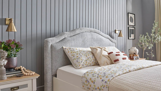 Dogtas Pat din pal si capatai tapitat cu stofa, Toscana Moonstone Gri / Ivoir, 200 x 180 cm