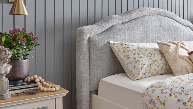 Dogtas Pat din pal si capatai tapitat cu stofa, Toscana Moonstone Gri / Ivoir, 200 x 180 cm