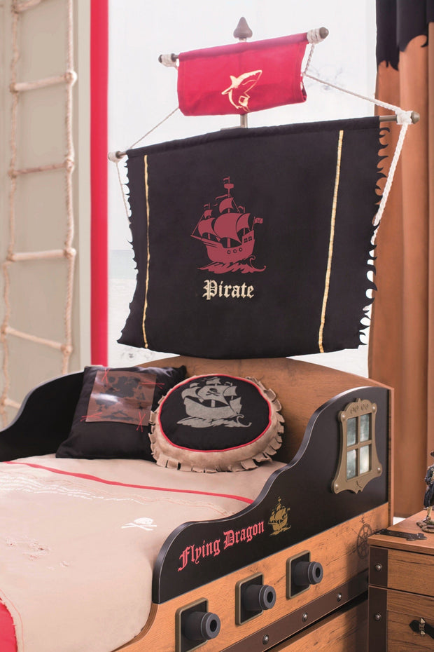 Pat din pal si metal, pentru copii, Pirate Ship Maro, 190 x 90 cm (5)