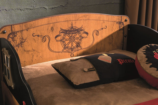 Pat din pal si metal, pentru copii, Pirate Ship Maro, 190 x 90 cm (11)