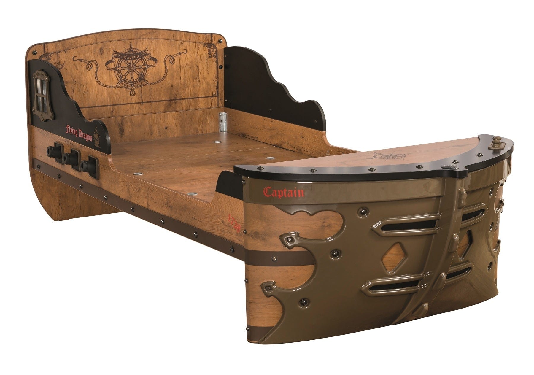 Pat din pal si metal, pentru copii, Pirate Ship Maro, 190 x 90 cm (12)