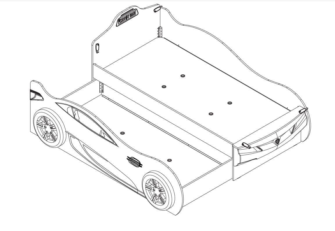 Pat din pal suprapus pentru copii Race Cup Rosu, 190 x 90 cm (3)