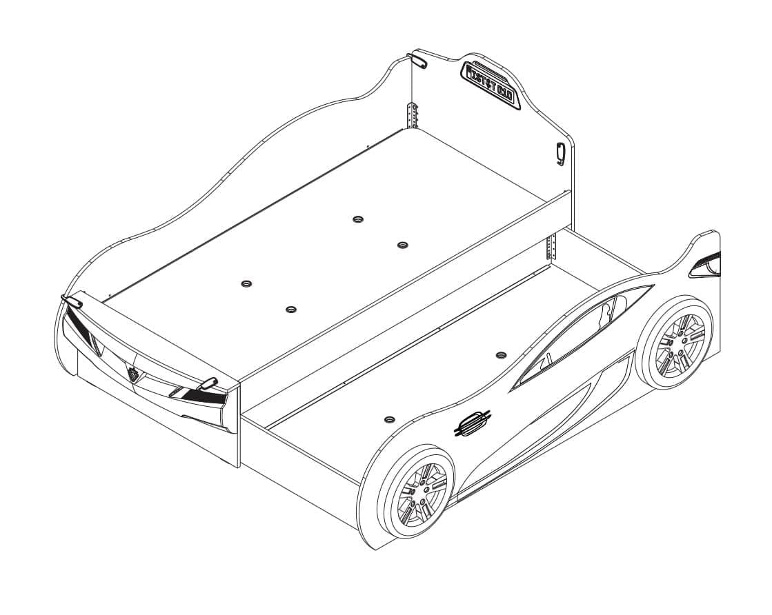 Pat din pal suprapus pentru copii Race Cup Rosu, 190 x 90 cm (4)
