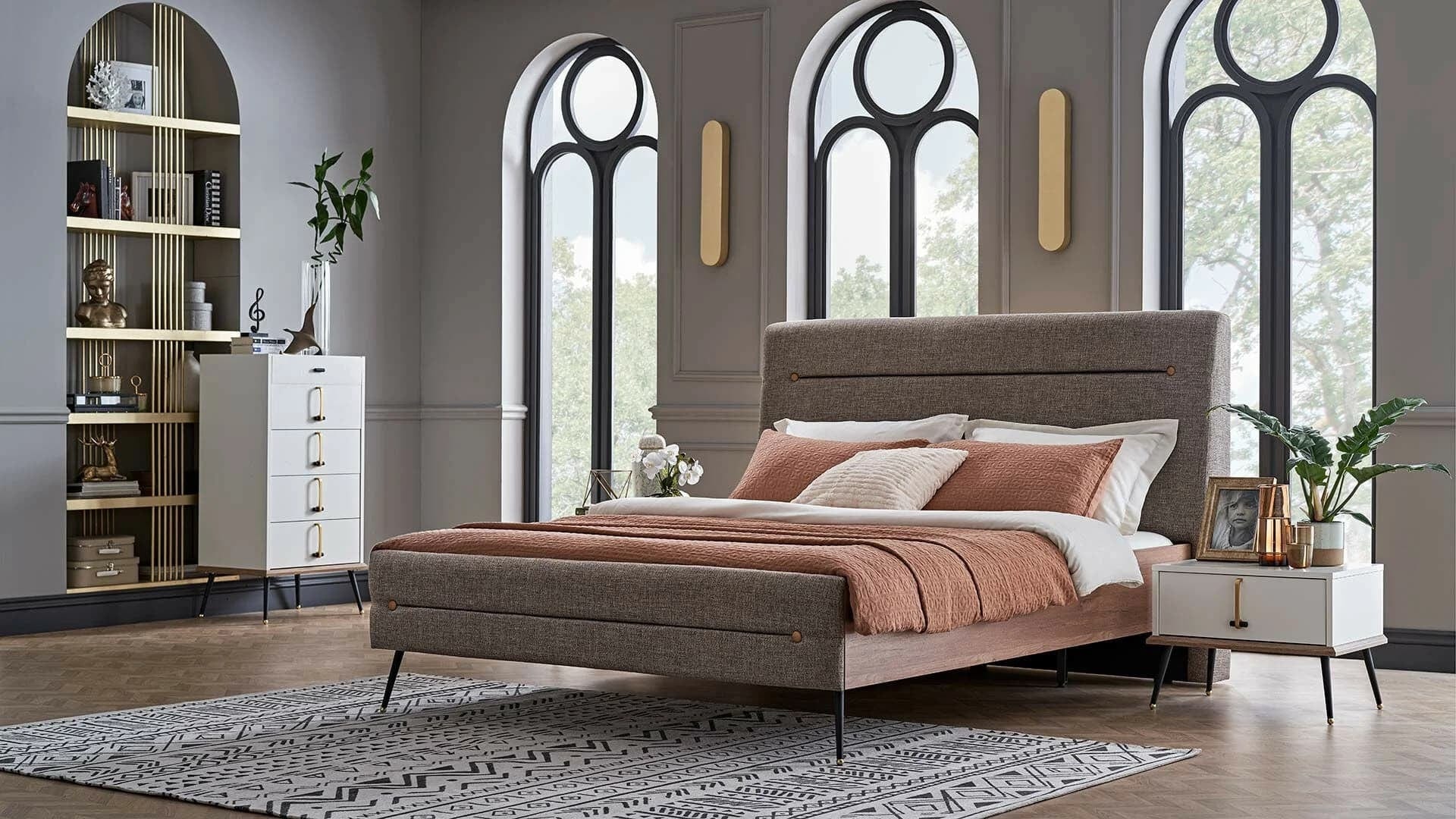 Dogtas Pat din pal tapitat cu stofa Larina Grej