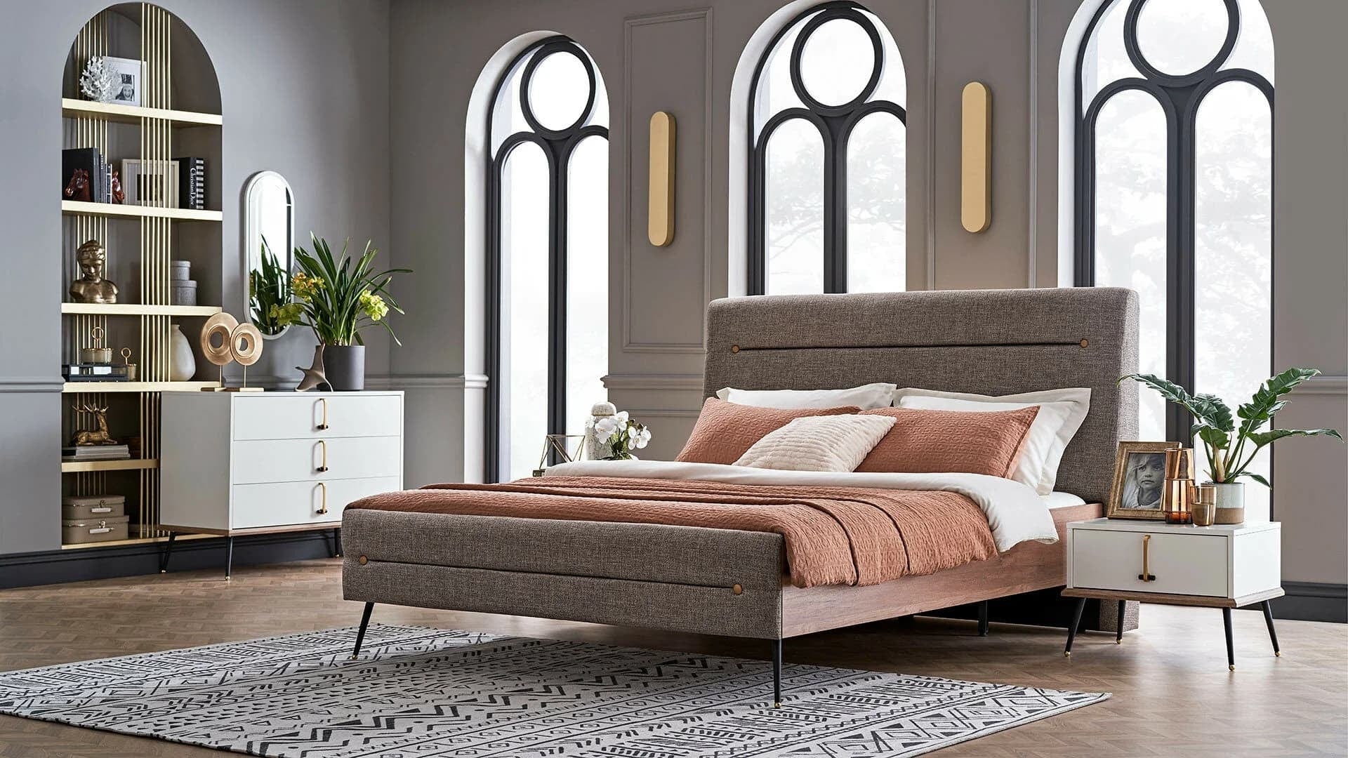 Dogtas Pat din pal tapitat cu stofa Larina Grej