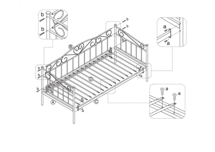 Pat / Divan din metal, Brinda Alb, 200 x 90 cm (3)