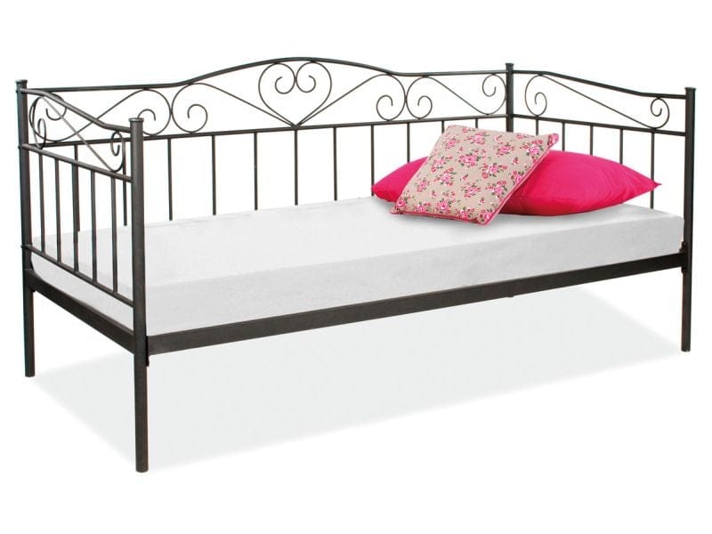 Pat / Divan din metal, Brinda Negru, 200 x 90 cm (1) & SMP-PAT-DIVAN-BIRMA