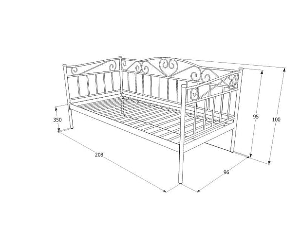 Pat / Divan din metal, Brinda Negru, 200 x 90 cm (2)