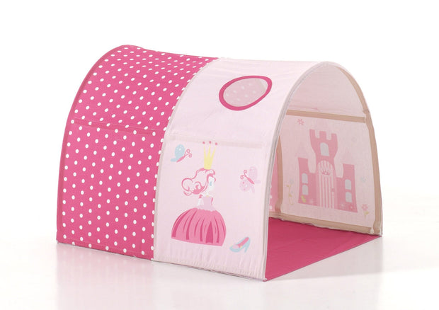 Vipack 200 x 90 cm Pat etajat din lemn de pin, cu tunel si tobogan pentru copii Pino Plus Princess Natural, 200 x 90 cm