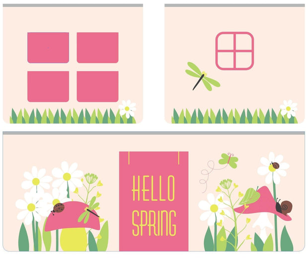 Vipack 200 x 90 cm Pat etajat din lemn de pin, cu tunel si tobogan pentru copii Pino Spring Alb, 200 x 90 cm