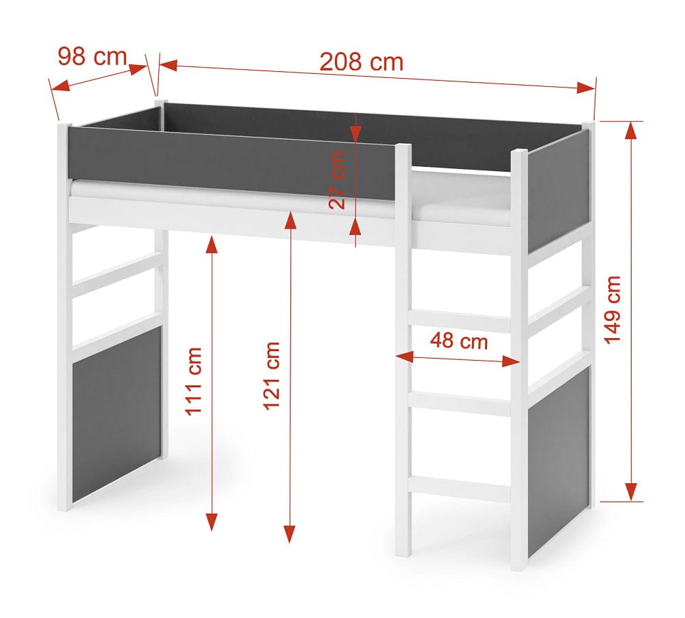 Pat etajat din lemn de pin si pal, cu spatiu de joaca pentru copii Savana, 200 x 90 cm (2)
