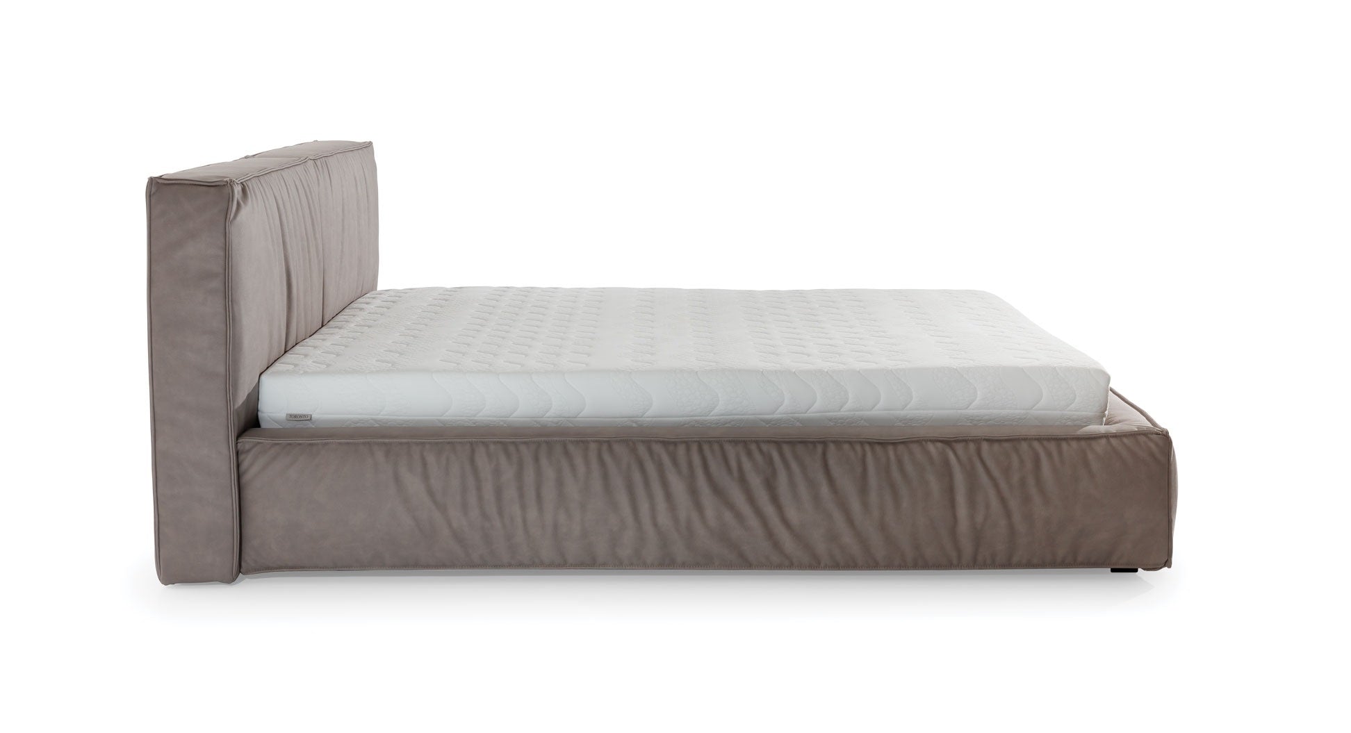 Pat rabatabil cu lada de depozitare, tapitat cu stofa, Bolsena Grej (3)