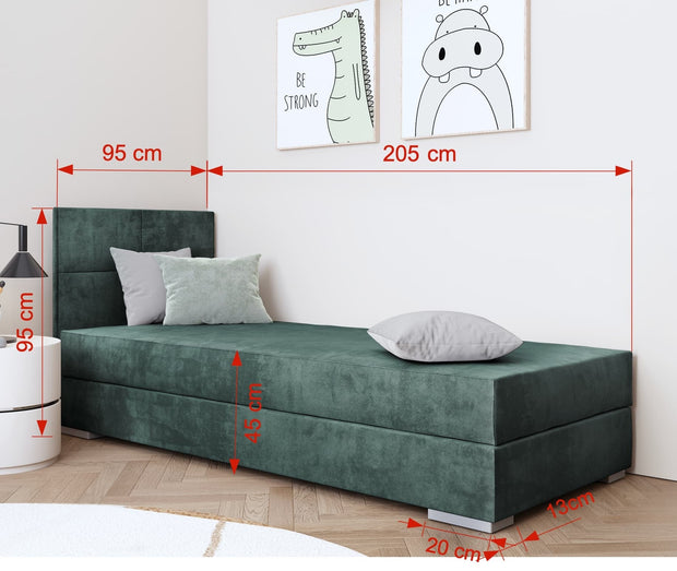 Pat rabatabil cu lada de depozitare, tapitat cu stofa, pentru copii Tomar I, 200 x 90 cm (1)