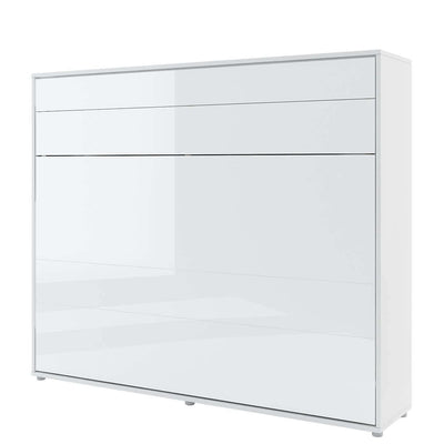 Lenart Pat rabatabil pe perete, cu mecanism pneumatic si somiera inclusa, Bed Concept Horizontal Alb Lucios, 200 x 160 cm